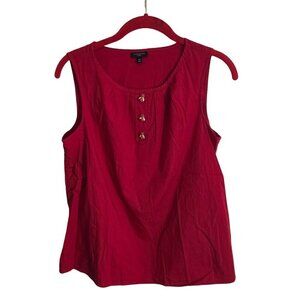 Talbots Red Sleeveless Blouse Bee Button Detail Size 10p